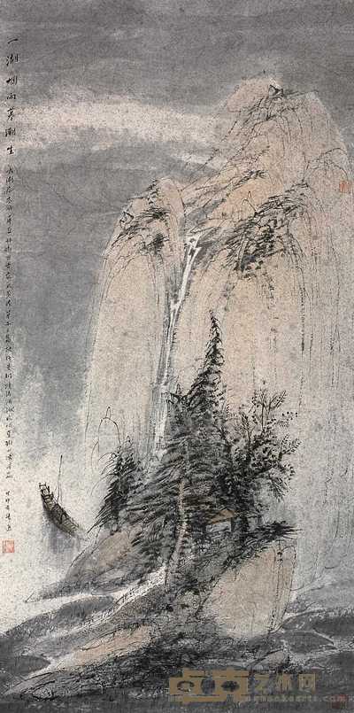 常进 2004年作 一湖烟雨暮潮生 镜心 136×67cm